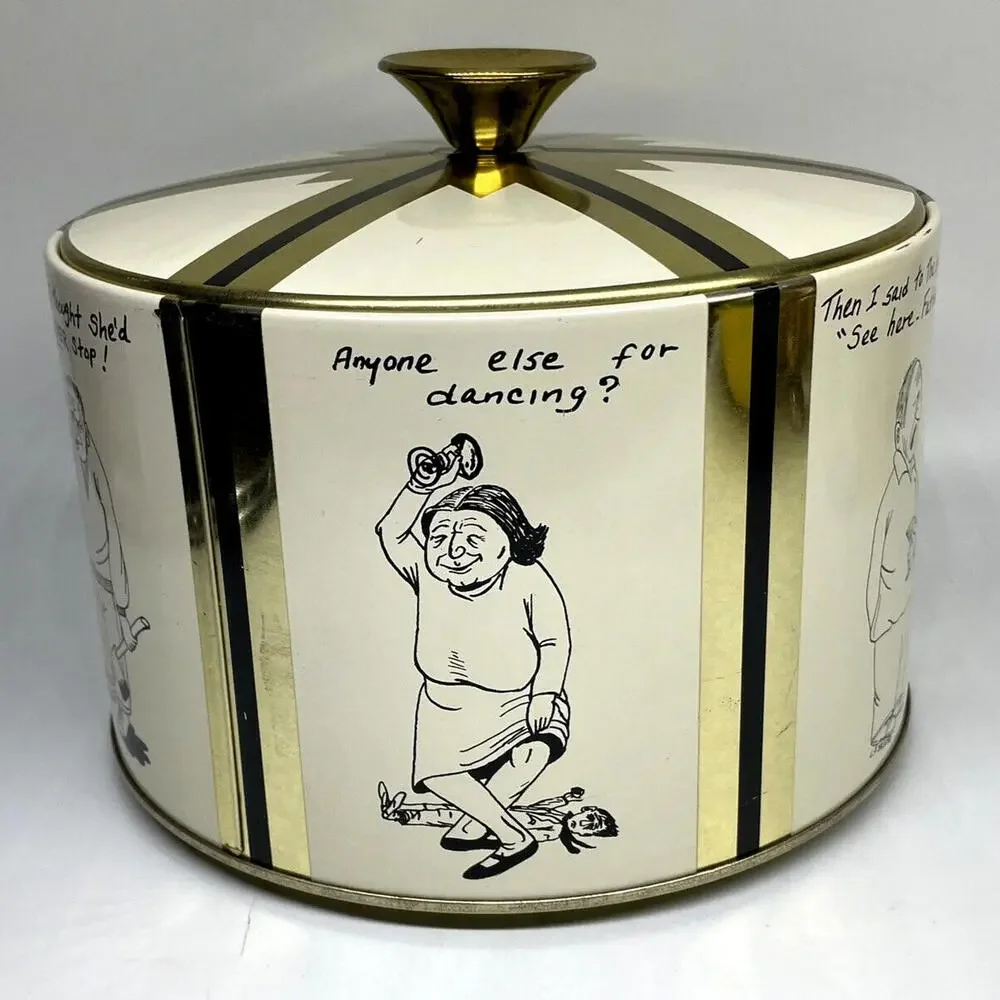 MCM Ice Bucket Funny Getting Old Cartoon Insulated Metal Cork Barware L J Salemo